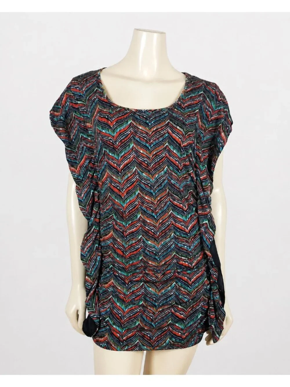 MICHAEL KORS long shirt multi-colored ruffled size Small Petite
